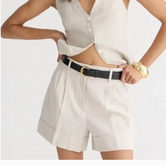 J. Crew Remi short Oatmeal Neutral in stretch linen blend Size 8 - Picture 2 of 10